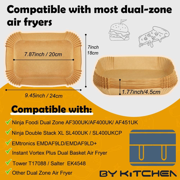 BYKITCHEN 200 Stücke Backpapier für Heissluftfritteuse Ninja Double Stack XL 9.5L SL400EU, Airfryer