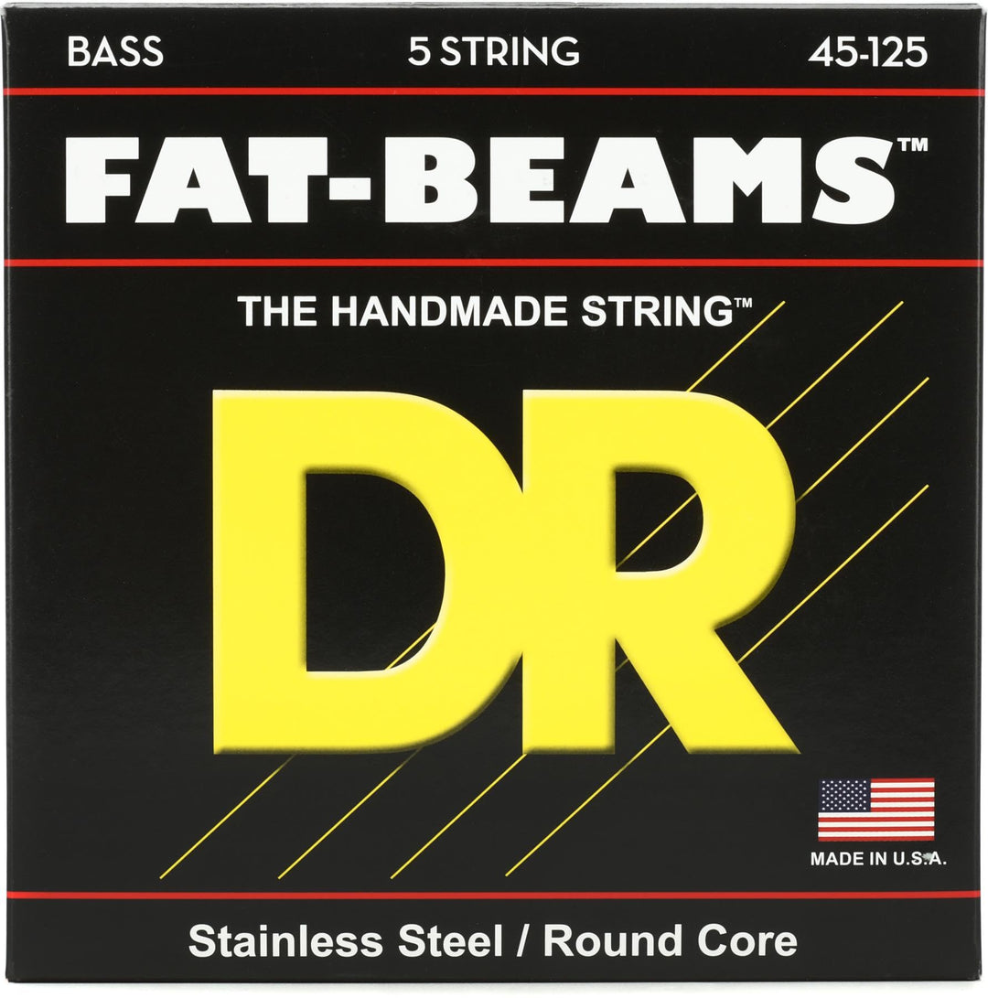 DR Strings Fat-Beams 5-String Medium FB5-45 (045-125) FAT-BEAM™ – Edelstahl-Basssaiten: 5-Saiter, Me