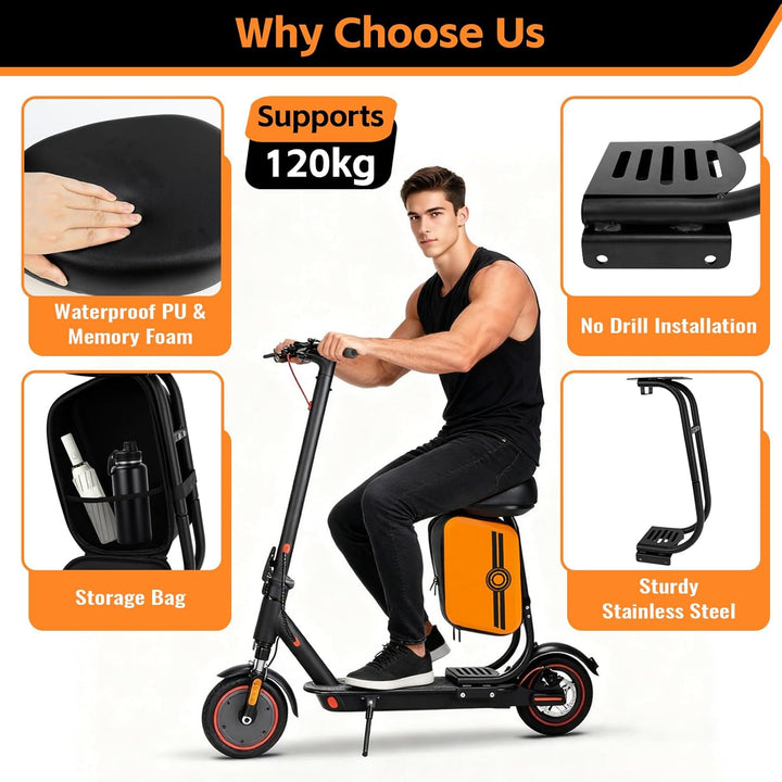 E Scooter Sitz, Wasserdichter Sitz für E Scooter Zubehör, Kompatibel mit Xiaomi M365/Pro Serie E Rol