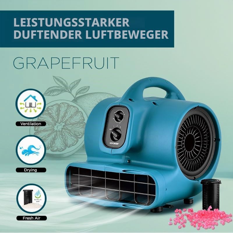 XPower Mighty Centrifugal Air Mover, Carpet Dryer, Floor Fan, Blower, Stackable, Daisy Chain, for Wa