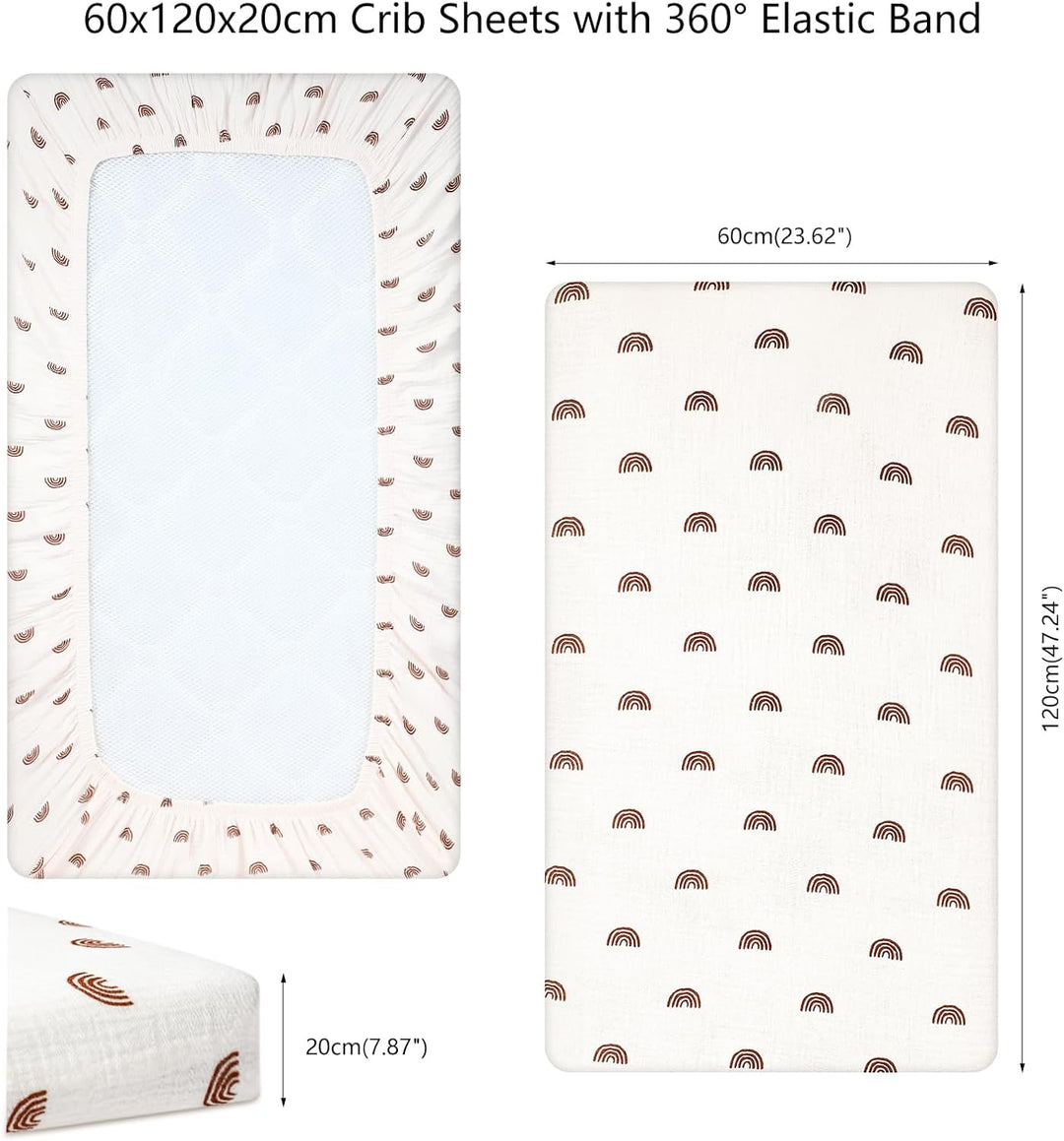 Peepeemax 2 Stück Spannbettlaken 70x140cm, Musselin Baumwolle Spannbettlaken Kinderbett, Spannbettla