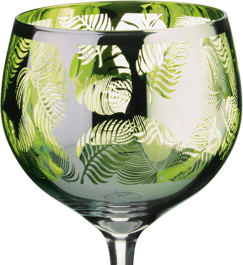 ARTLAND - Tropical Leaves Gin-Glas, 2er-Set, Glas, grün, 700 ml Fassungsvermögen, Gin-Glas Gin-Gläse