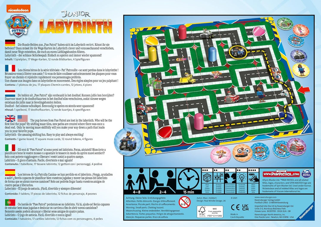 Ravensburger Kinderspiel Paw Patrol Junior Labyrinth 20799 - das bekannte Brettspiel von Ravensburge