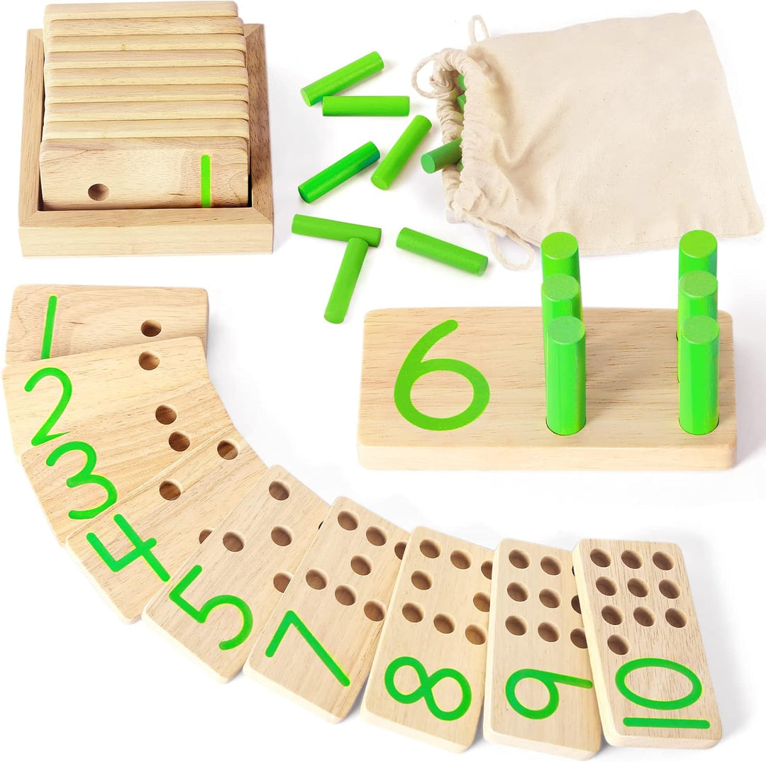 DINORUN Montessori Spielzeug ab 3 4 5 Jahre Holzspielzeug Motorikspielzeug Vorschule Spiele Mathe Sp
