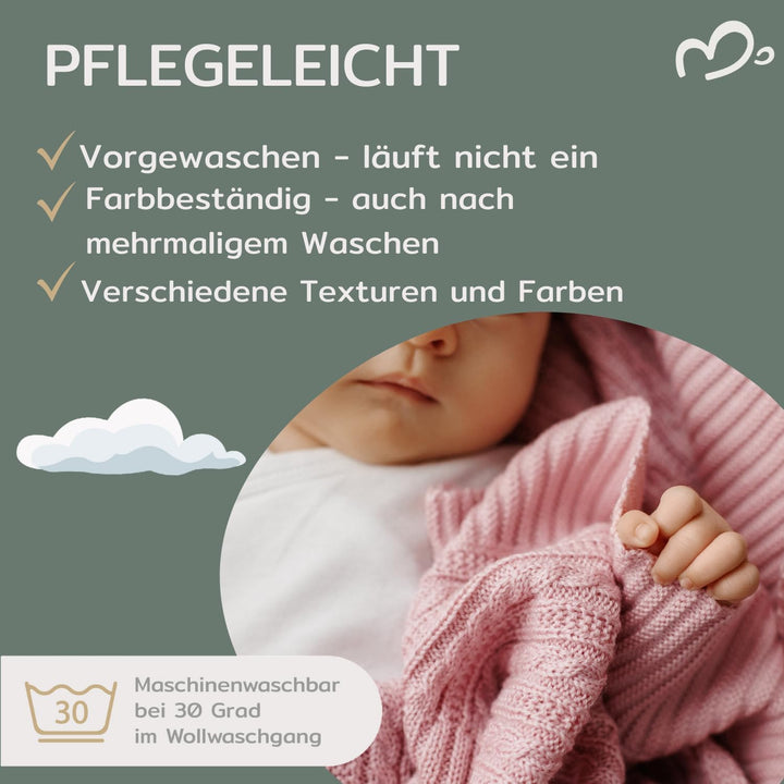 MIRARI Kids Baby Decke aus 100% Merino Wolle – Baby Wolldecke 75x100 cm – Einschlagdecke Babyschale