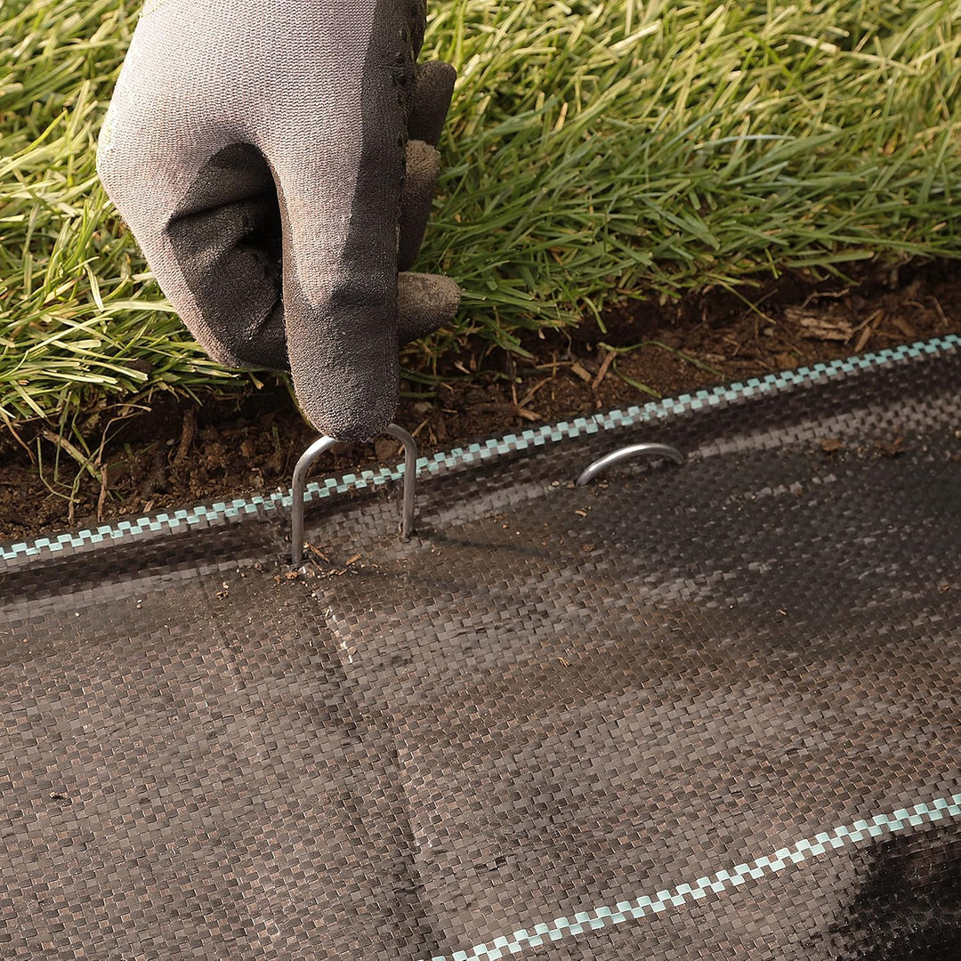 GardenMate 1000 Stück Erdanker verzinkt 150 mm lang 25 mm breit Ø 2,9 mm Bodenanker Rundkopf Stahl v