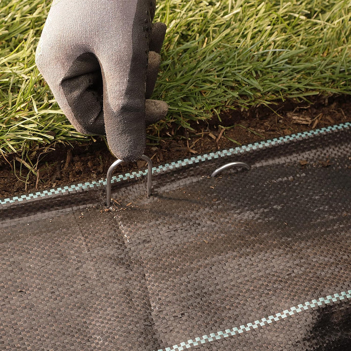 GardenMate 1000 Stück Erdanker verzinkt 150 mm lang 25 mm breit Ø 2,9 mm Bodenanker Rundkopf Stahl v