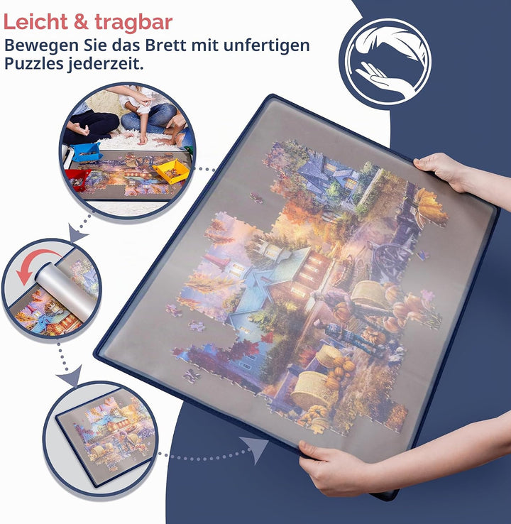 Tektalk Puzzlebrett mit 6 Farbsortiertabletts – tragbare Puzzlematte mit rutschfester Oberfläche, st