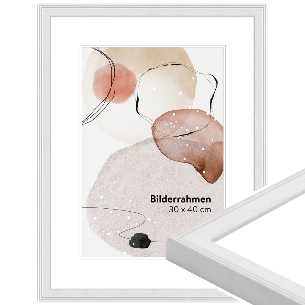 WANDStyle Bilderrahmen KLASSISCH 40x40 I Farbe: Weiss I Holzbilderrahmen I Bilderrahmen Modern I Mad