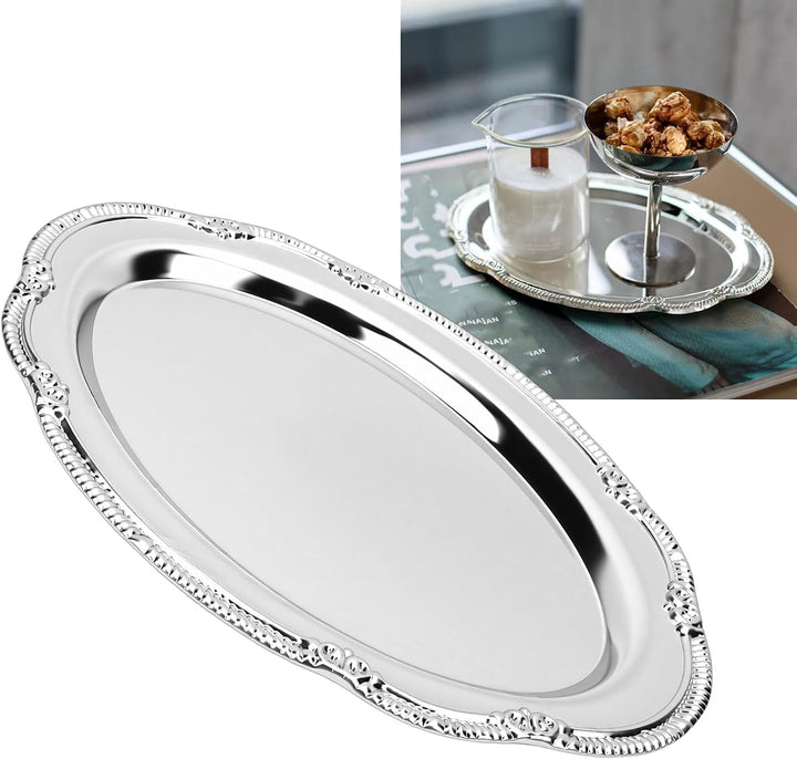 Zerodis Desserttablett, Vintage-Servierplatte aus Metall Im Hofstil mit Gravur, Dekorative Servierpl