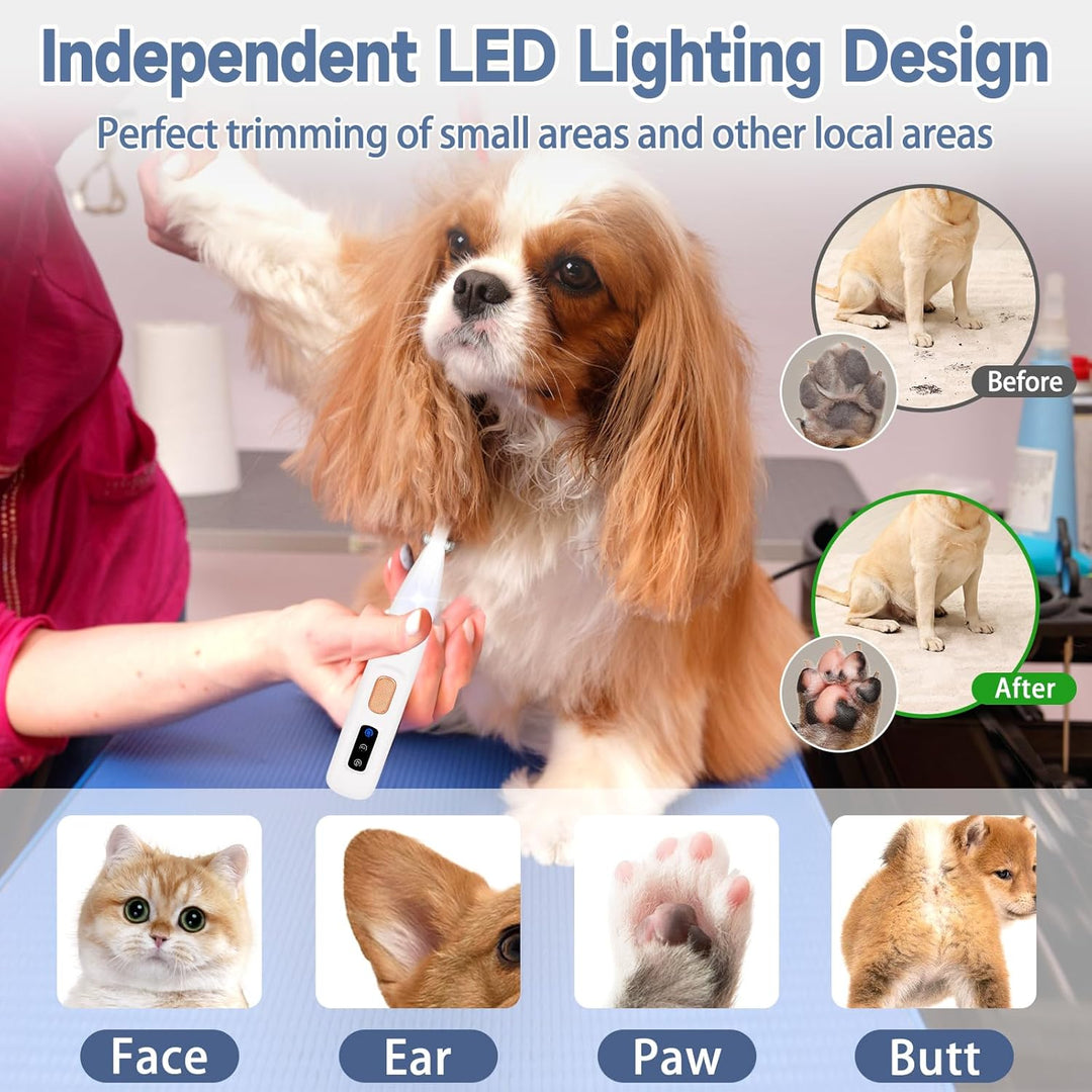 Hundeschermaschine mit LED-Licht, Pfotentrimmer für Hunde, USB Wiederaufladbarer Hund Pfoten Trimmer
