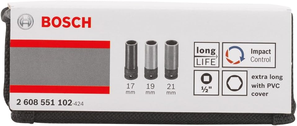 Bosch Accessories Bosch Pro 3-tlg. Steckschlüssel-Satz mit 1 Zoll/2,54 cm Innenvierkant für Sechskan