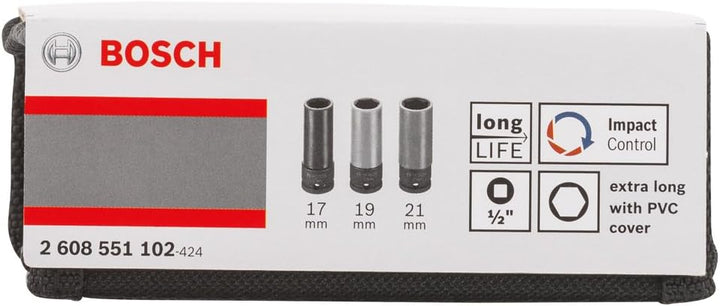 Bosch Accessories Bosch Pro 3-tlg. Steckschlüssel-Satz mit 1 Zoll/2,54 cm Innenvierkant für Sechskan