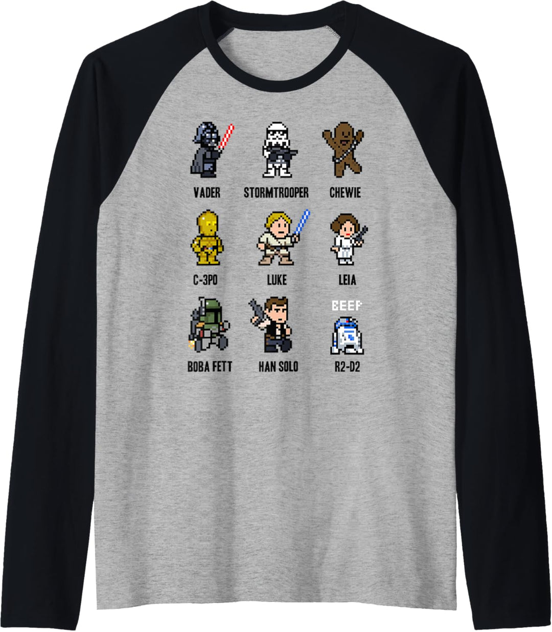 Star Wars Character Group 8-Bit Designs Raglan