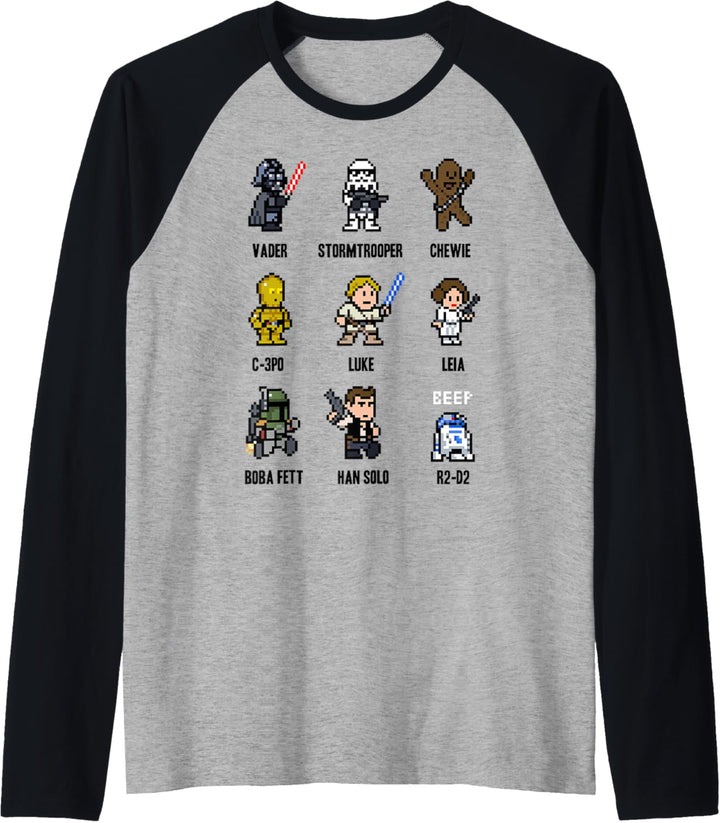 Star Wars Character Group 8-Bit Designs Raglan