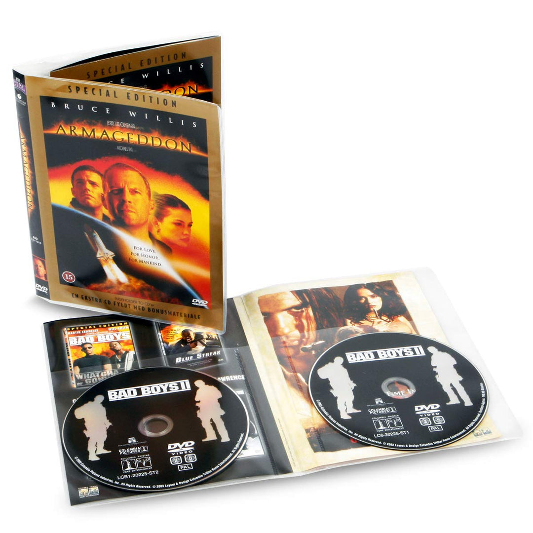 3L Fr 10280 Doppel-DVD-Hüllen, transparent, zum Aufbewahren von jeweils 2 Scheiben und 1 Deckel, 50