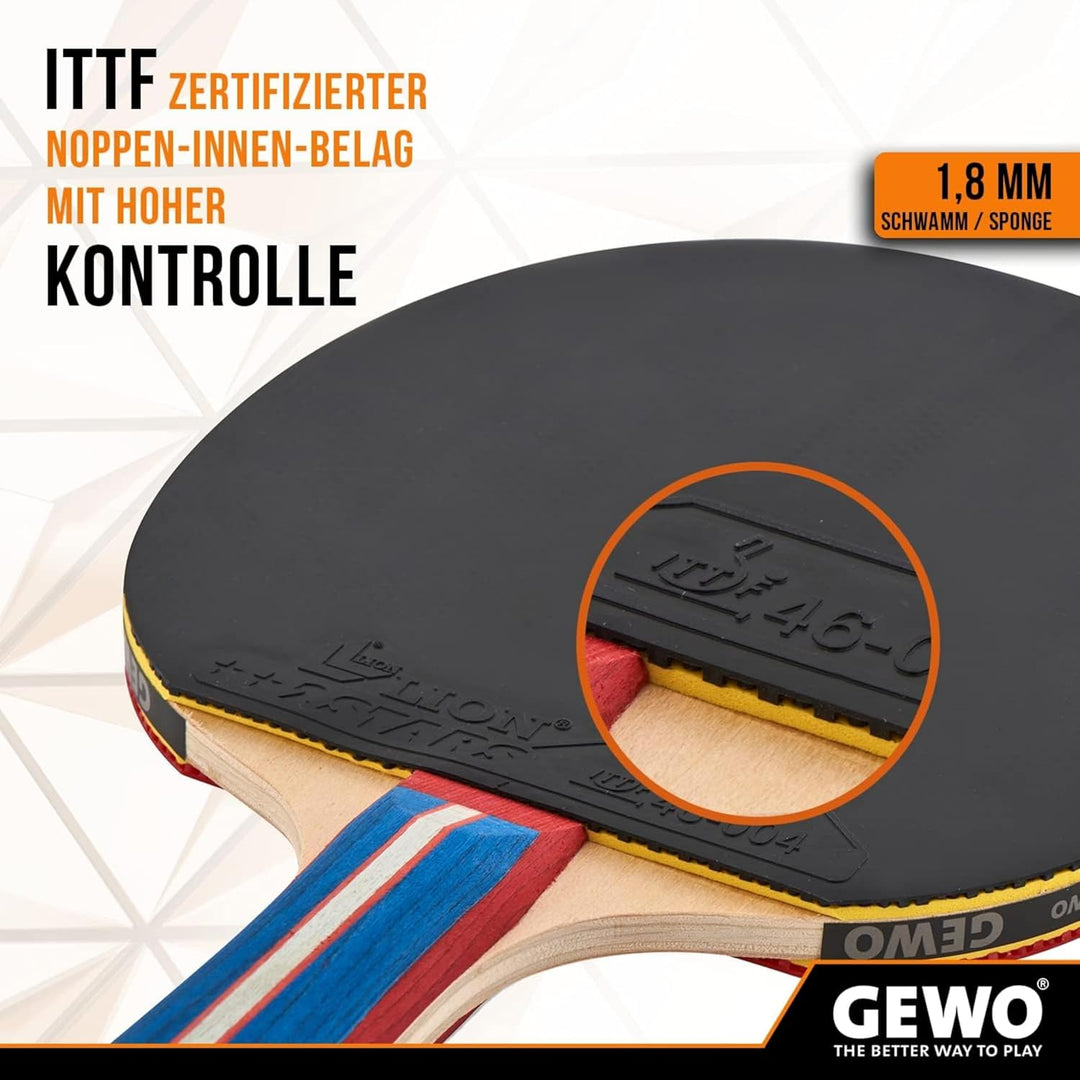 GEWO Standard PRO Tischtennisschläger - Kontrollierter Anfänger Tischtennis-Schläger - Komplettschlä