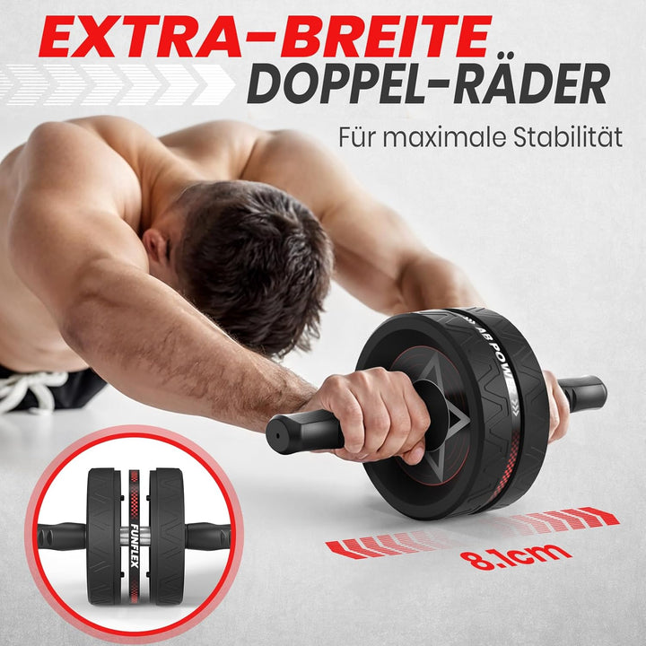 FUNFLEX Bauchroller - Bauchmuskeltrainer Set - Oberkörpertrainings Pack - Home Gym Equipment - Heimf