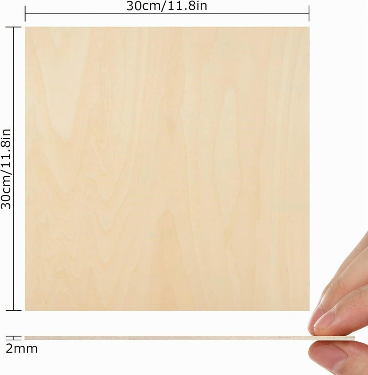 JMIATRY 20 Stück Sperrholzplatte 2mm, Lindenholz 300 * 300 * 2mm, Holzplatten zum Basteln, Holzplatt