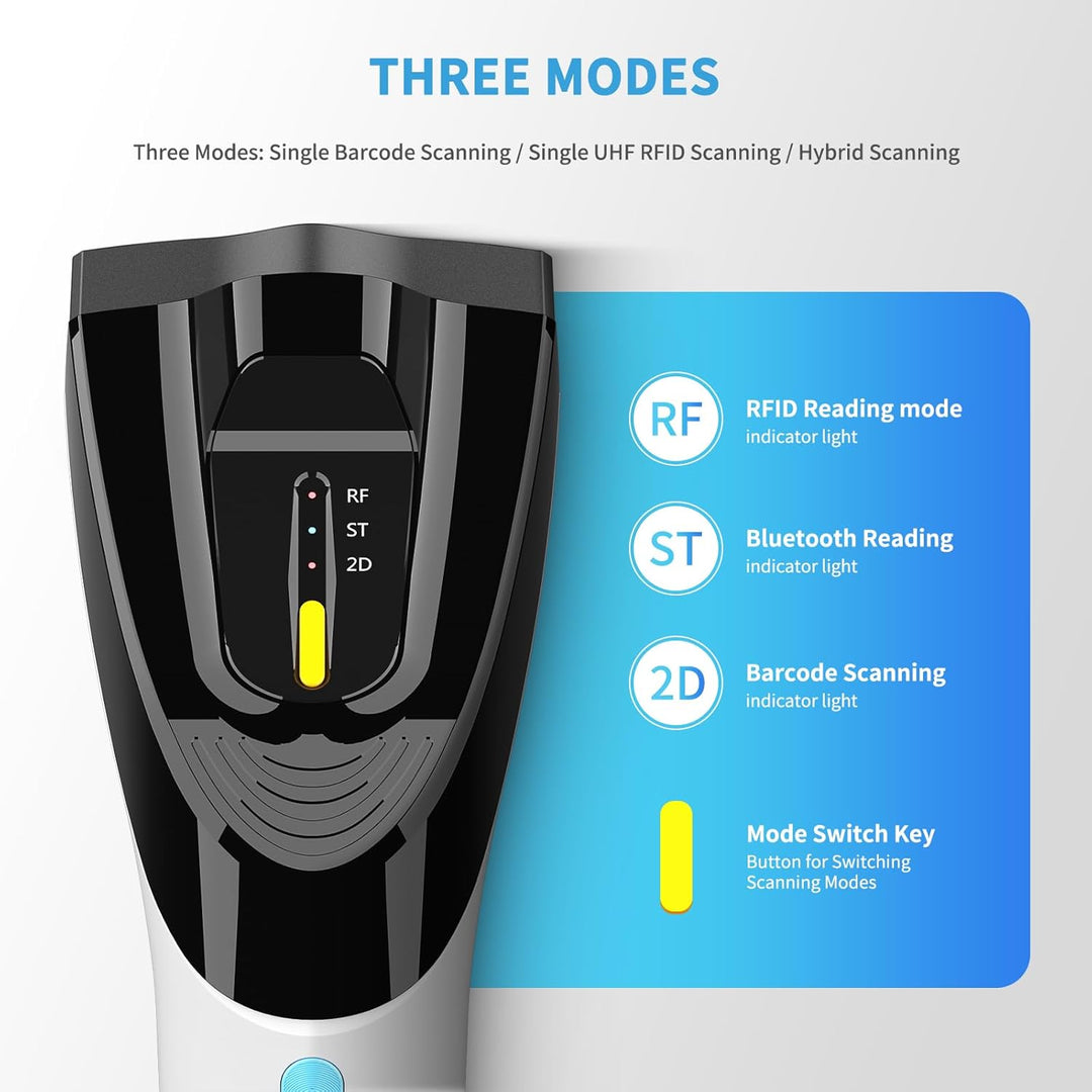 NETUM Wireless Hybrid RFID 2D-Barcode-Scanner, UHF-RFID-Tags-Leser und 1D/2D-QR-Barcode-Scan, Verbin