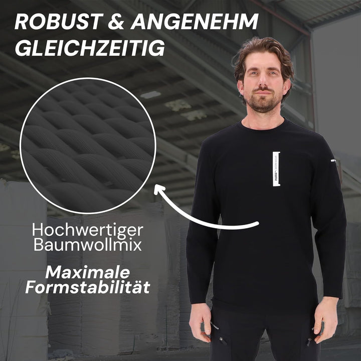PUMA Workwear Advanced Kollektion - Longsleeve Herren Pullover - Brusttasche und Utility Fach an der