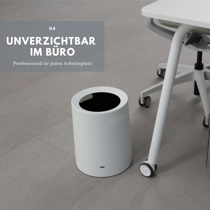 Nell 12L Mülleimer Büro Weiss Matt – Ideal für Büro, Küche und Wohnzimmer, Eleganter und vielseitige