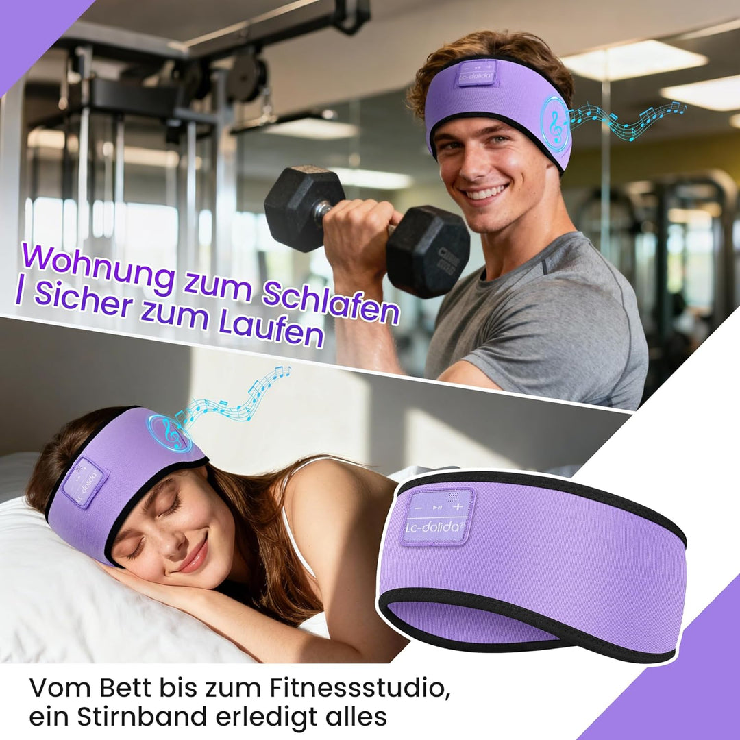 LC-dolida Schlafkopfhörer Bluetooth Stirnband Kopfhörer, Ultraweiche Bambus-Baumwoll Schlafkopfhörer