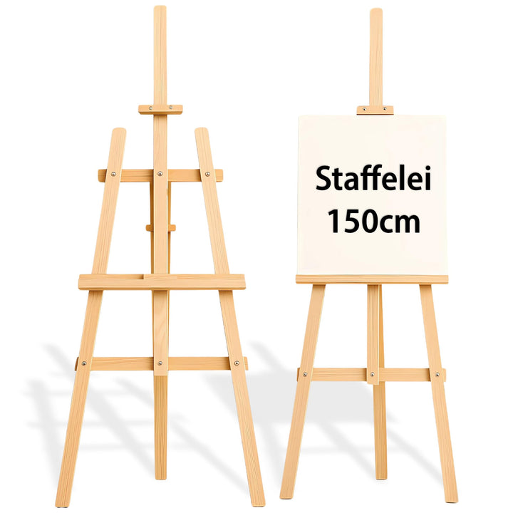 Staffelei Holz gross 150 cm - Leinwand Ständer Hochzeit Staffeleien Feldstaffelei höhenverstellbar H