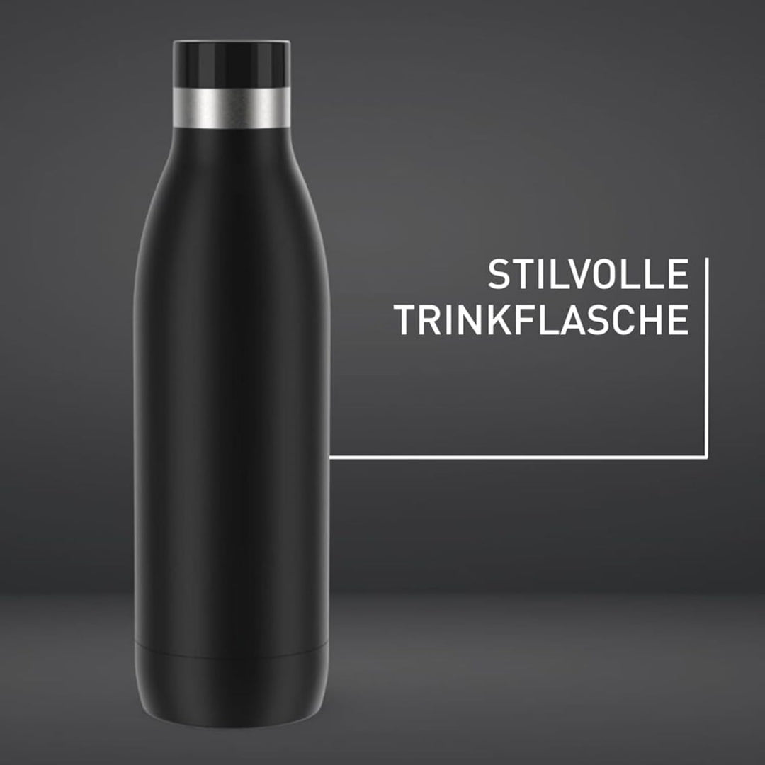 Emsa Bludrop Isolier-Trinkflasche, 0,7 Liter, 100% dicht, Quick-Press Verschluss, Ergonomischer 360°