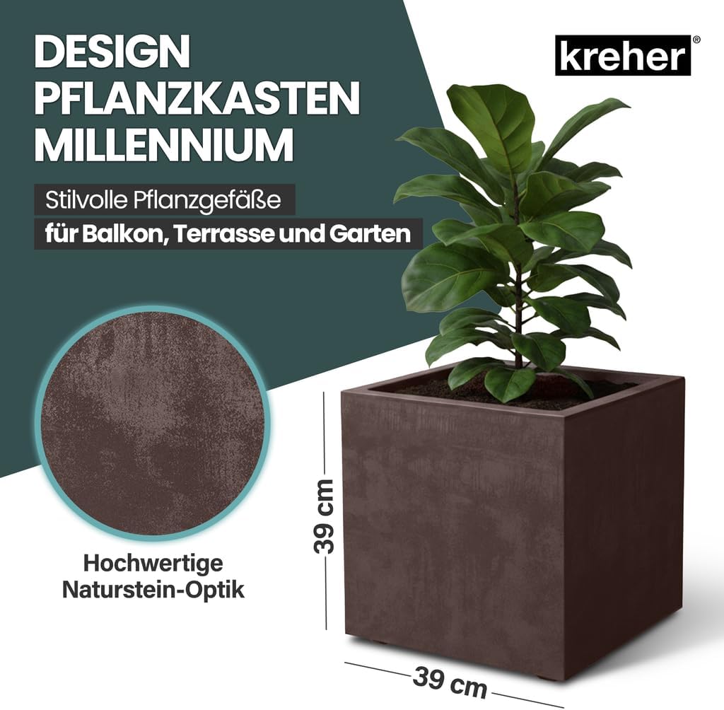 Kreher XL Pflanzkasten Millennium in verschiedenen Formaten und Farben. Tolle Naturstein Optik in Br