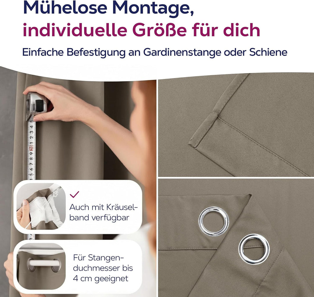 BEAUTEX Verdunkelungsgardine mit Ösen, Blackout Ösenschal Blickdicht abdunkelnd, Grösse und Farbe wä