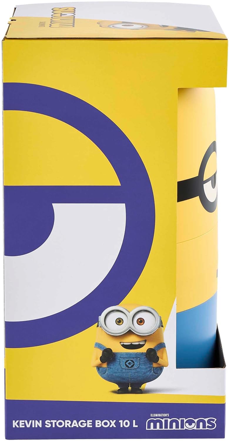 keeeper minions Aufbewahrungsbehälter Kevin, 20 x 20 x 38 cm, 10 l, Stapelbar und leicht zu öffnen,