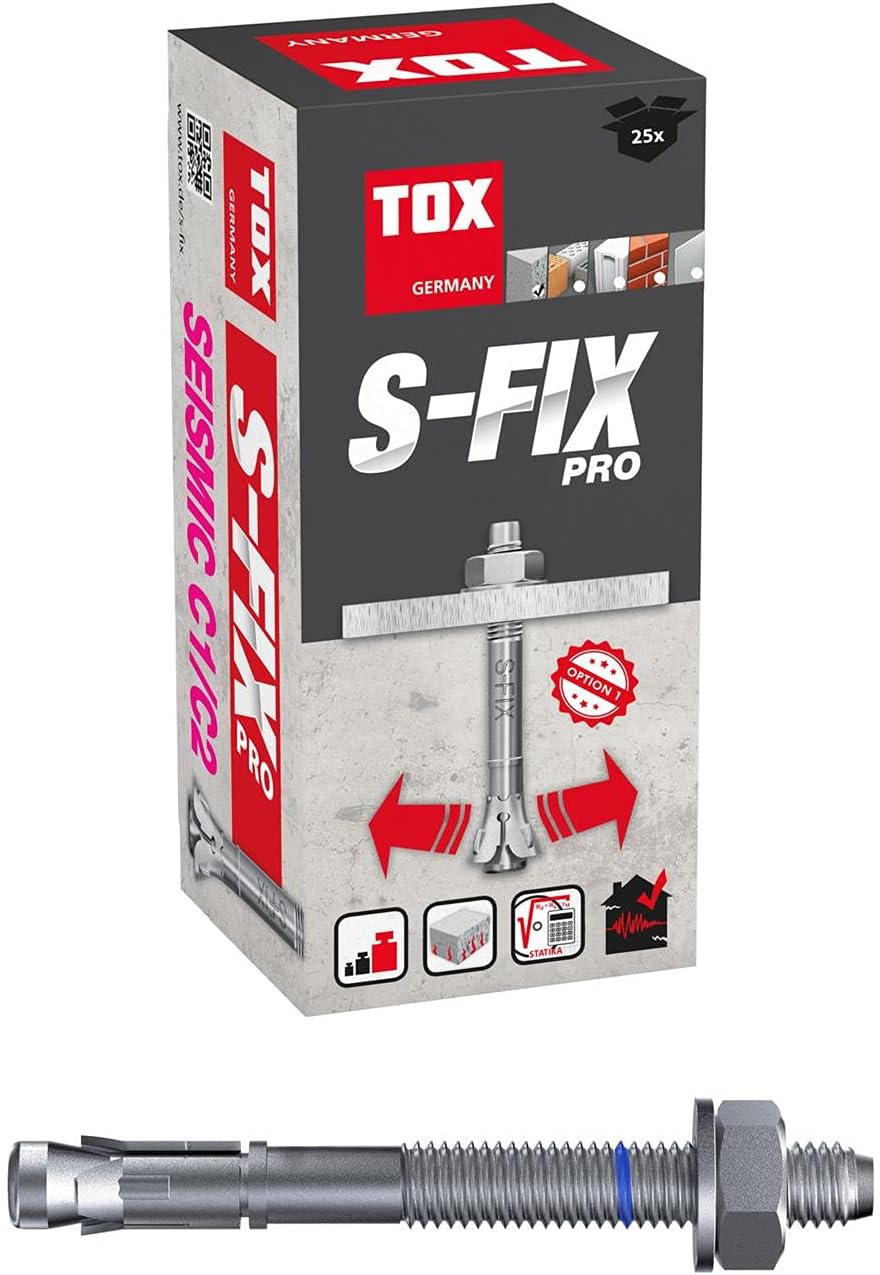 TOX Bolzenanker S-Fix Pro M10 x 135/55 mm 25 Stück 04010219 verzinkt M10 x 135/55 mm Für gerissenen