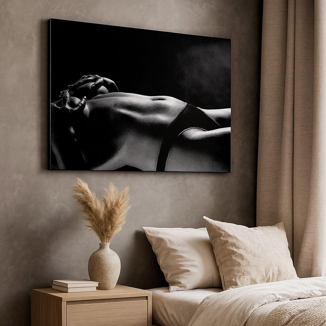Bilder auf Leinwand 100x70cm Leinwandbild mit Rahmen Anatomie Frau nackt Gross Wanddeko Bild Schlafz