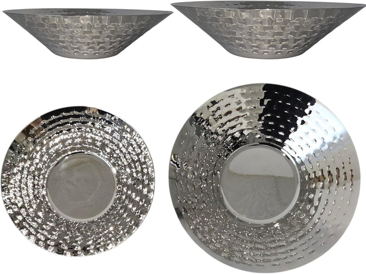 Capri & Milos | 4er Schalen-Set aus Edelstahl | Poliert & gehämmert | 2× Snackschale Ø 16 cm & 2× Se