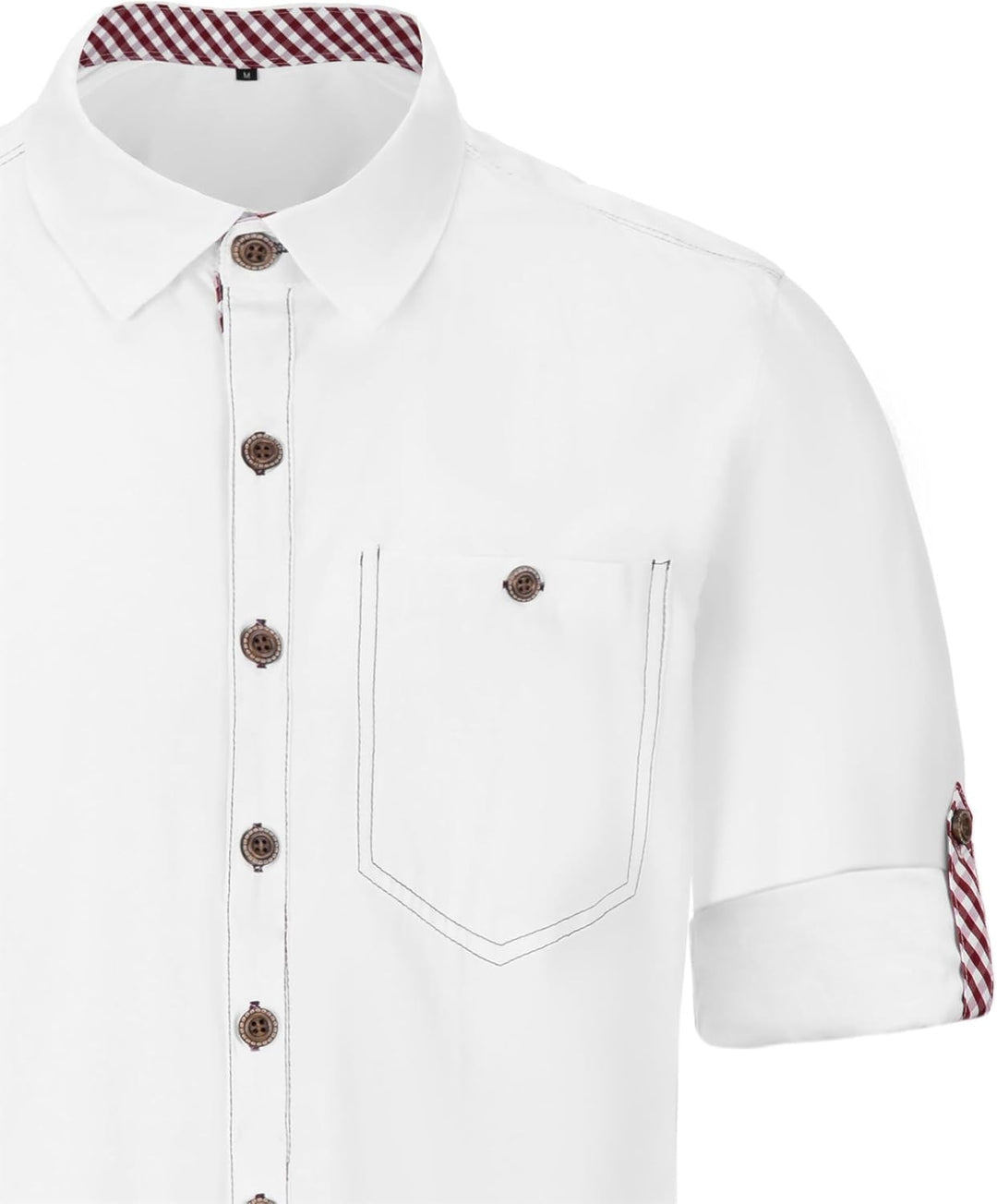 Dirndlwelle Trachtenhemd Herren,100% Baumwolle Rot/Grün/Weiss Oktoberfest Trachtenhemd Herren Langar