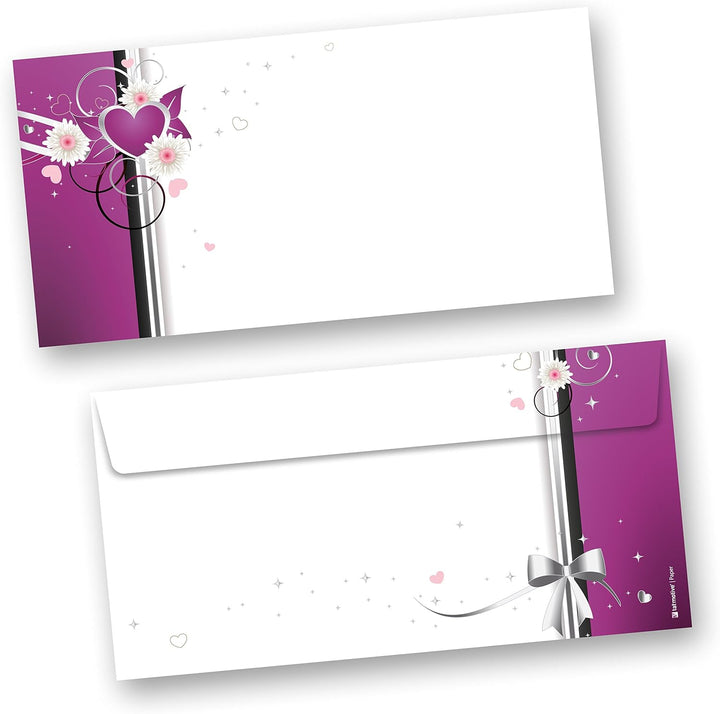 tatmotive Danksagungskarten Hochzeit Herzen (10 Sets) sehr elegante Dankeskarten für Hochzeit, inkl.