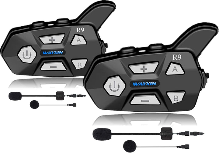WAYXIN R9 6 Wege Motorrad Headset,Intercom Motorrad Kommunikationssystem,Reichweite der Helm Headset