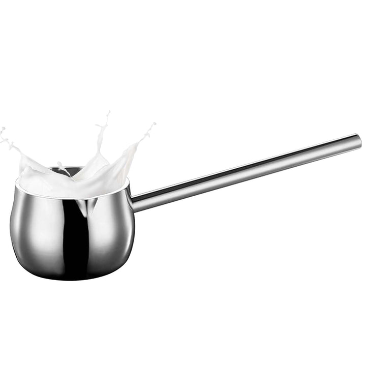Mini Topf Milchpfanne mit Langem Griff, 300ml Kaffeekanne Butterwärmer mit Ausgiesser, Edelstahl Ind