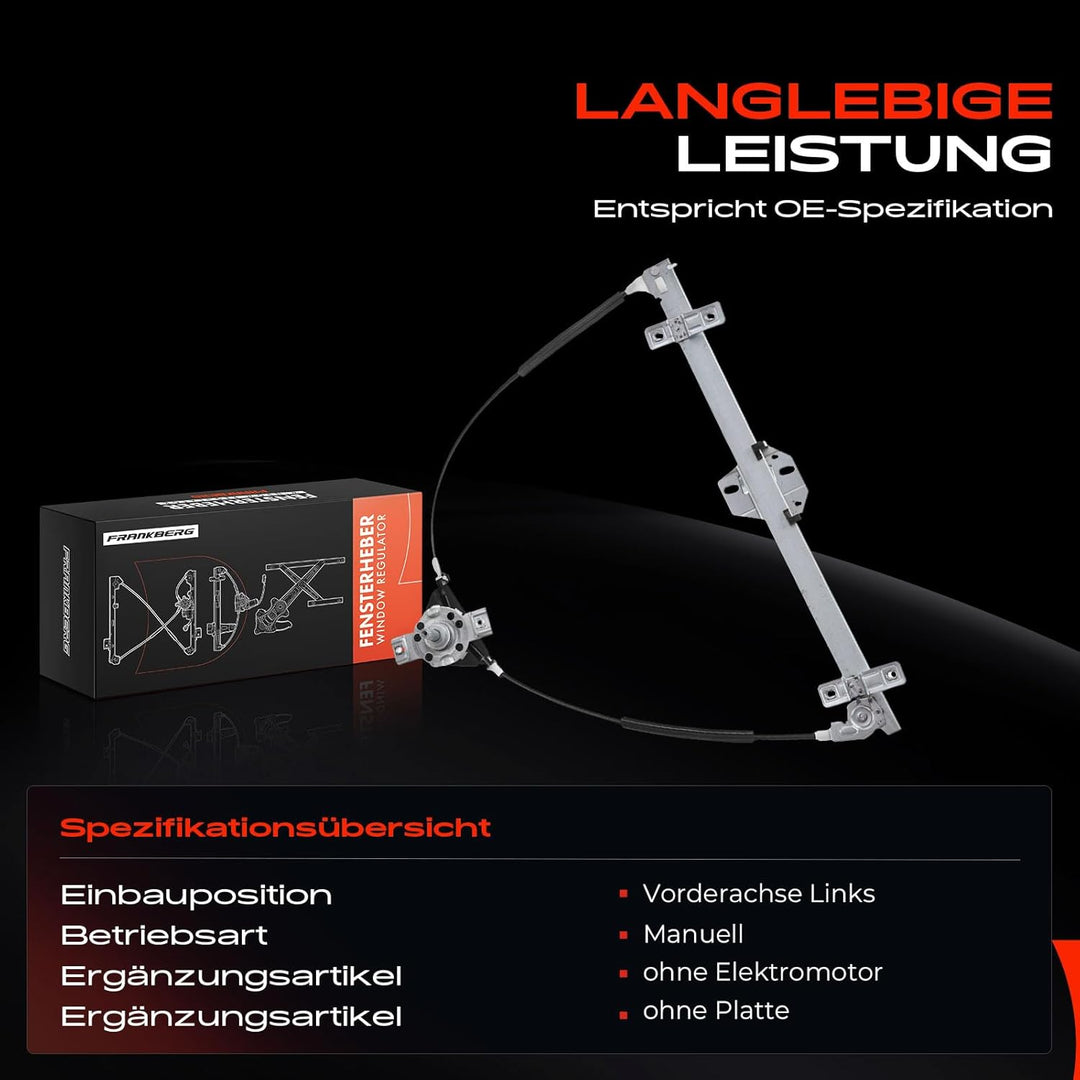Frankberg Manuell Fensterheber Ohne Motor Vorne Links Kompatibel mit Golf II 19E 1G1 J-e-t-t-a II 19