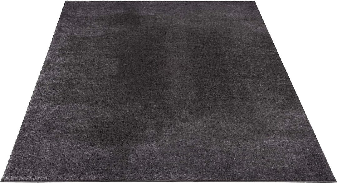 Mia's Teppiche Olivia Wohnzimmer/Schlafzimmer Teppich - waschbar - 120 cm Rund, Dunkelgrau