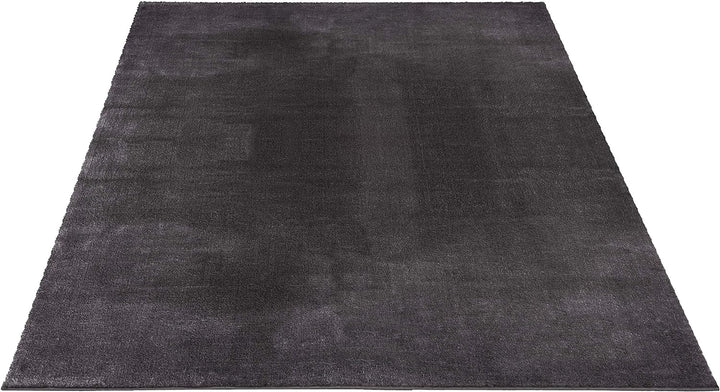 Mia's Teppiche Olivia Wohnzimmer/Schlafzimmer Teppich - waschbar - 120 cm Rund, Dunkelgrau