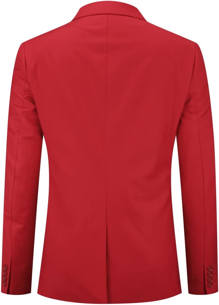 YOUTHUP Herren Sakko Slim Fit Anzugjacke für Business Hochzeit Eleganter 1 Knöpfen Blazer L Rot, L R
