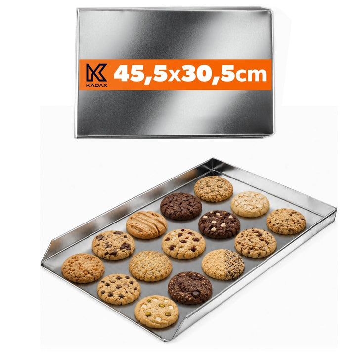 KADAX Kuchenblech aus Zinkblech, Backblech in zwei Grössen, Pizzablech rechteckig für Backofen, Ofen