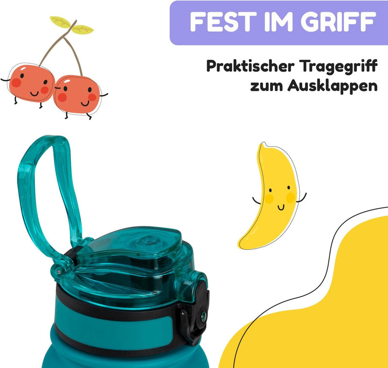 schmatzfatz Trinkflasche Kinder Auslaufsicher, 550ml Edelstahl-Trinkflasche für Schule & Kindergarte