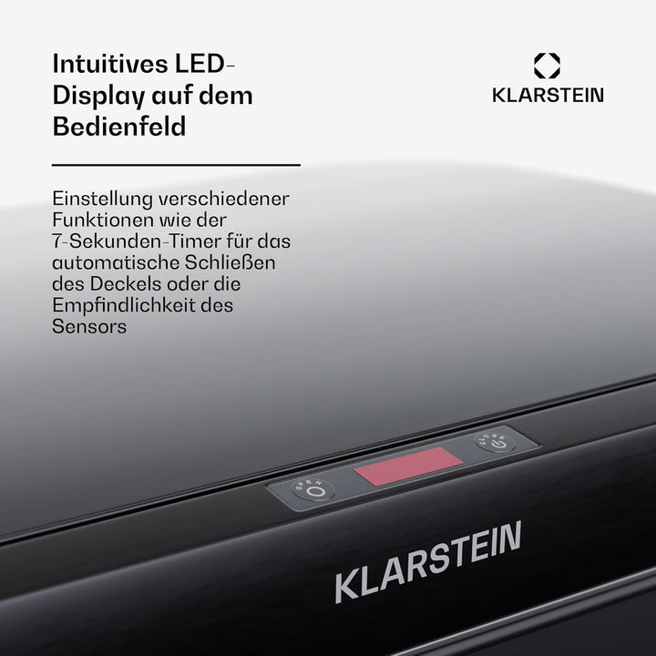 Klarstein Sensor-Mülleimer 60L - berührungslos mit Bewegungssensor & Soft-Close, Edelstahl, Mattschw