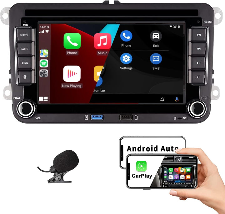 HLLECARMO VW Autoradio mit 7 Zoll Bildschirm Kompatibel mit Wireless CarPlay & Android Auto für VW G