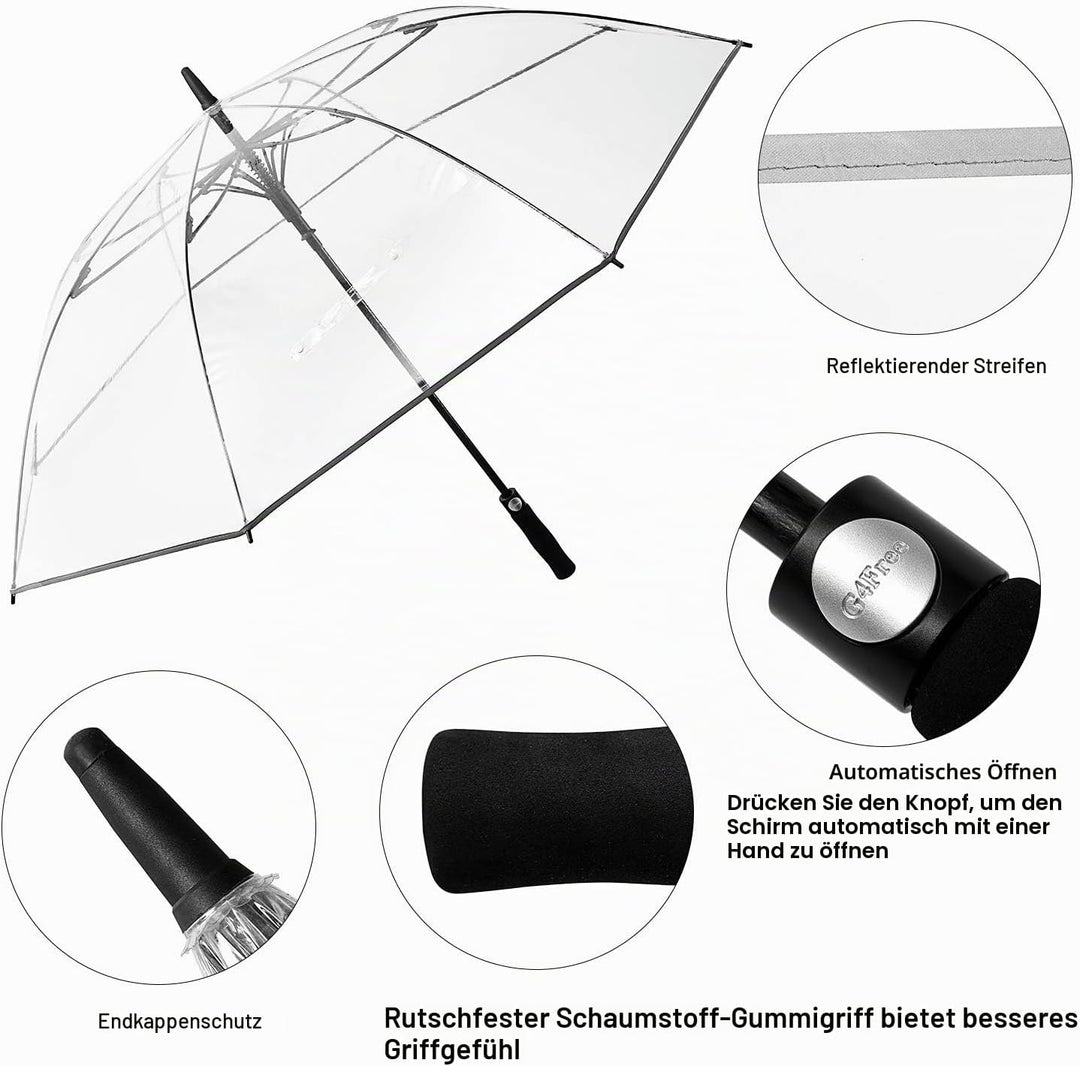 G4Free 62 Inch Klarer Golfschirm Transparenter Grosser Langer Regenschirm Automatik Öffnen Übergross