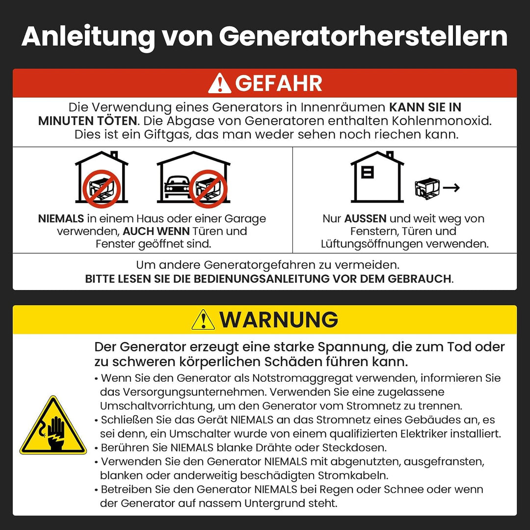 maXpeedingrods Inverter Stromgenerator 3500W Benzin 4 Takt mit zwei 230V Steckdosen Leise und leicht