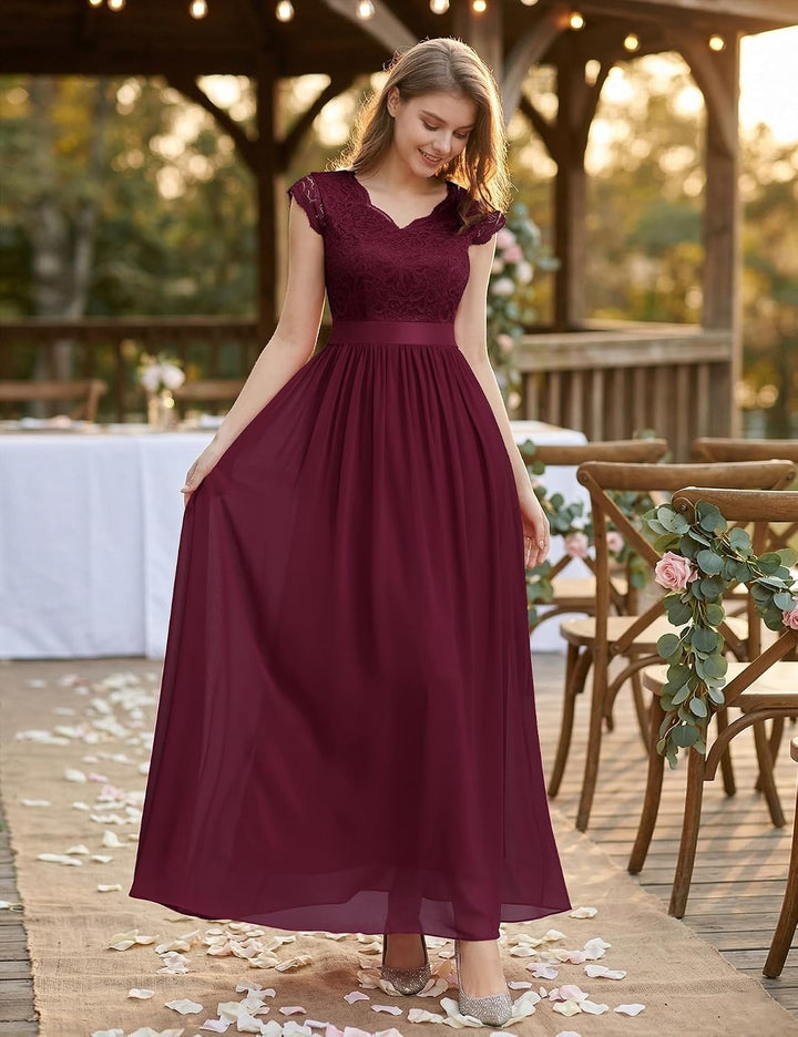 Dressystar Damen Ballkleid Maxi Lang Abendkleider Elegant für Hochzeit Spitzen Cocktailkeid, XXL Ban